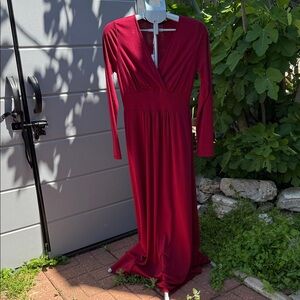 Elegant Red Long Sleeve Dress
